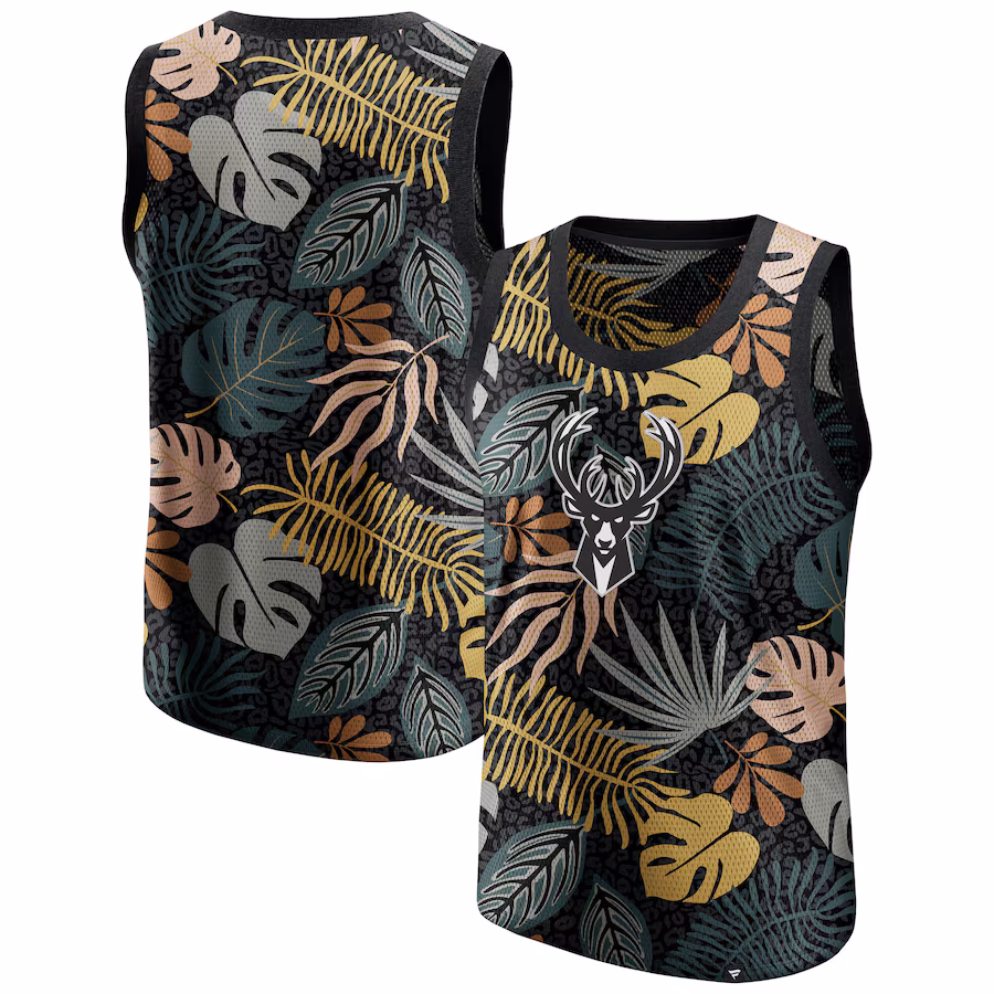 Men's Milwaukee Bucks  Fanatics Black Rocker Step Fashion Tank Top - ujerseystore