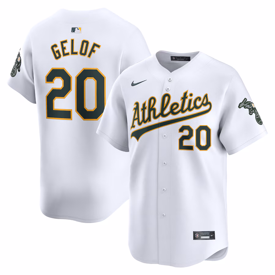 Men's Athletics Zack Gelof Nike White Home Limited Player Jersey - ujerseystore