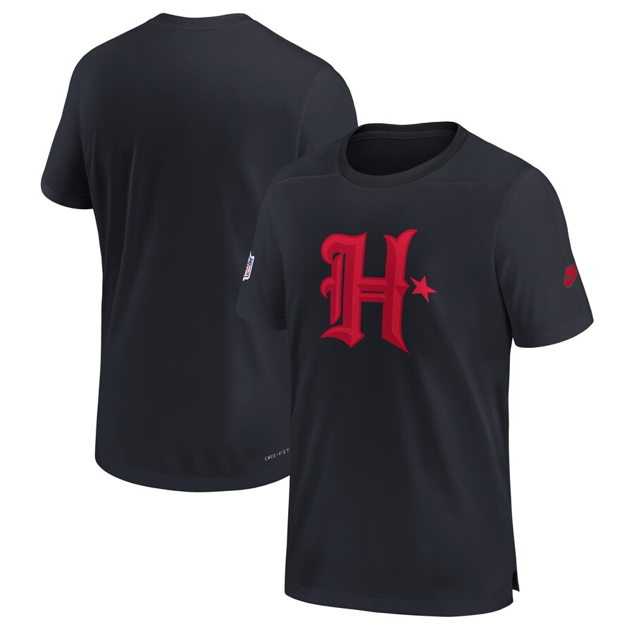 Men's Houston Texans Nike Navy Sideline Alternate Logo Coach Performance T-Shirt - ujerseystore
