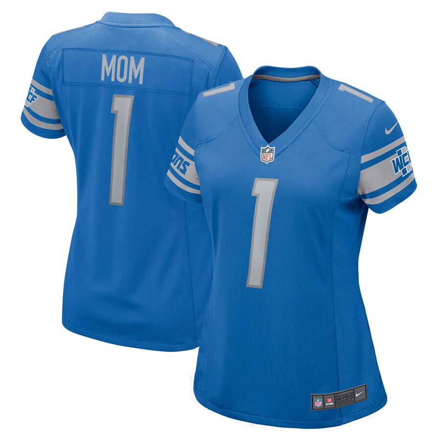 Women's Detroit Lions Number 1 Mom Nike Blue Game Jersey - ujerseystore