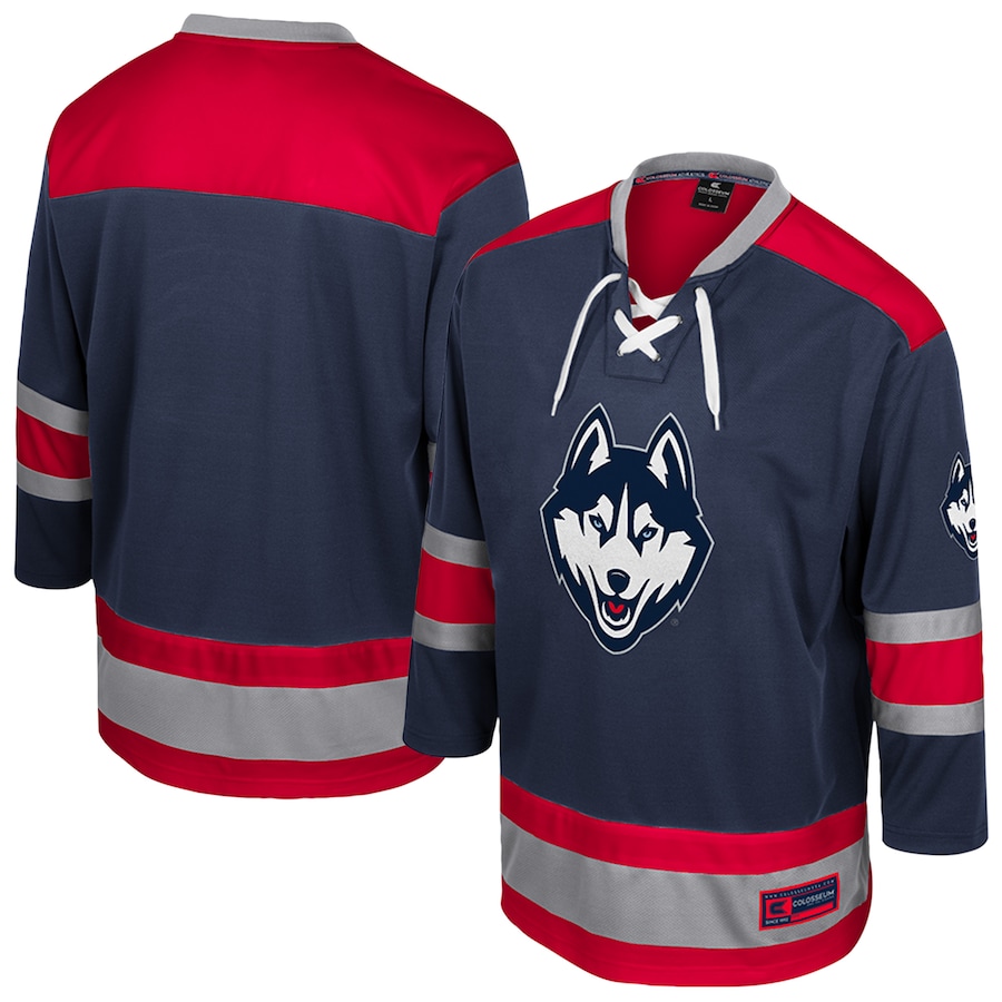Men's Colosseum  Navy UConn Huskies Athletic Machine Fashion Hockey Jersey - ujerseystore