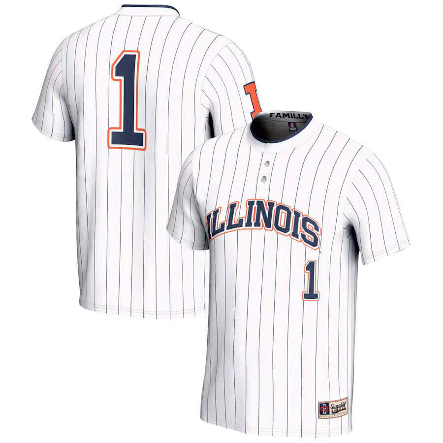 Unisex GameDay Greats #1 White Illinois Fighting Illini Lightweight Softball Jersey - ujerseystore