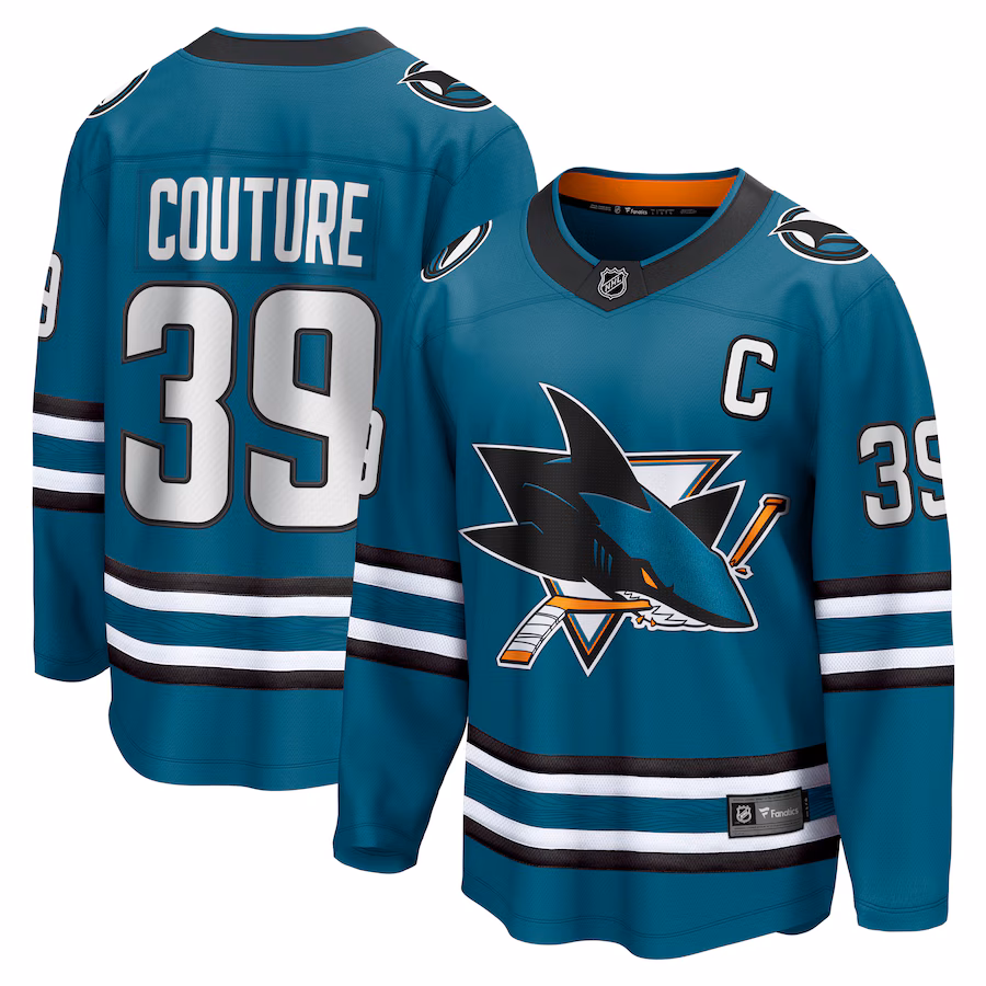 Men's San Jose Sharks Logan Couture Fanatics Teal Home Breakaway Jersey - ujerseystore
