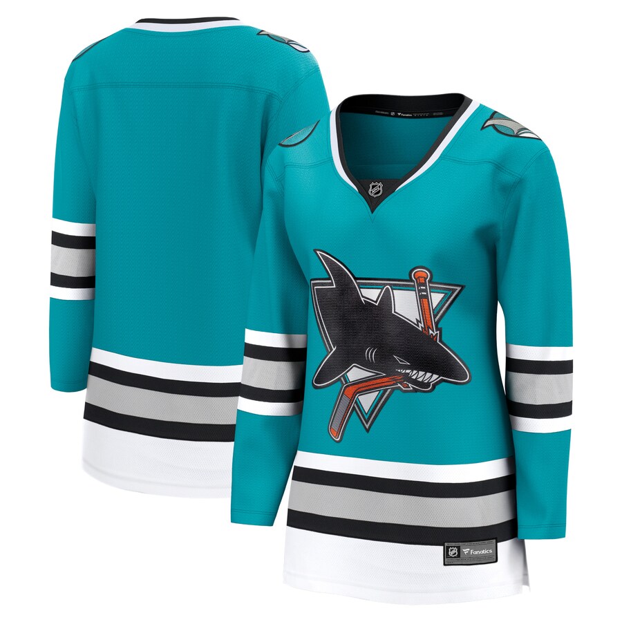 Women's San Jose Sharks Fanatics Branded Teal 30th Anniversary Premier Breakaway Team Jersey - ujerseystore