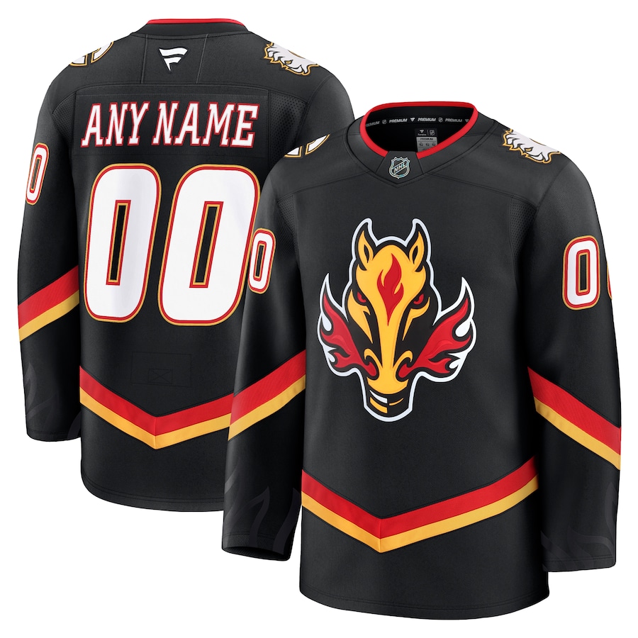 Men's Calgary Flames Fanatics Black Alternate Premium Custom Jersey - ujerseystore