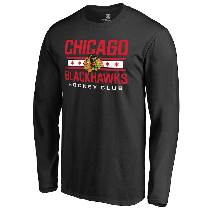 Men's Chicago Blackhawks Black Hometown Collection Long Sleeve T-Shirt - ujerseystore