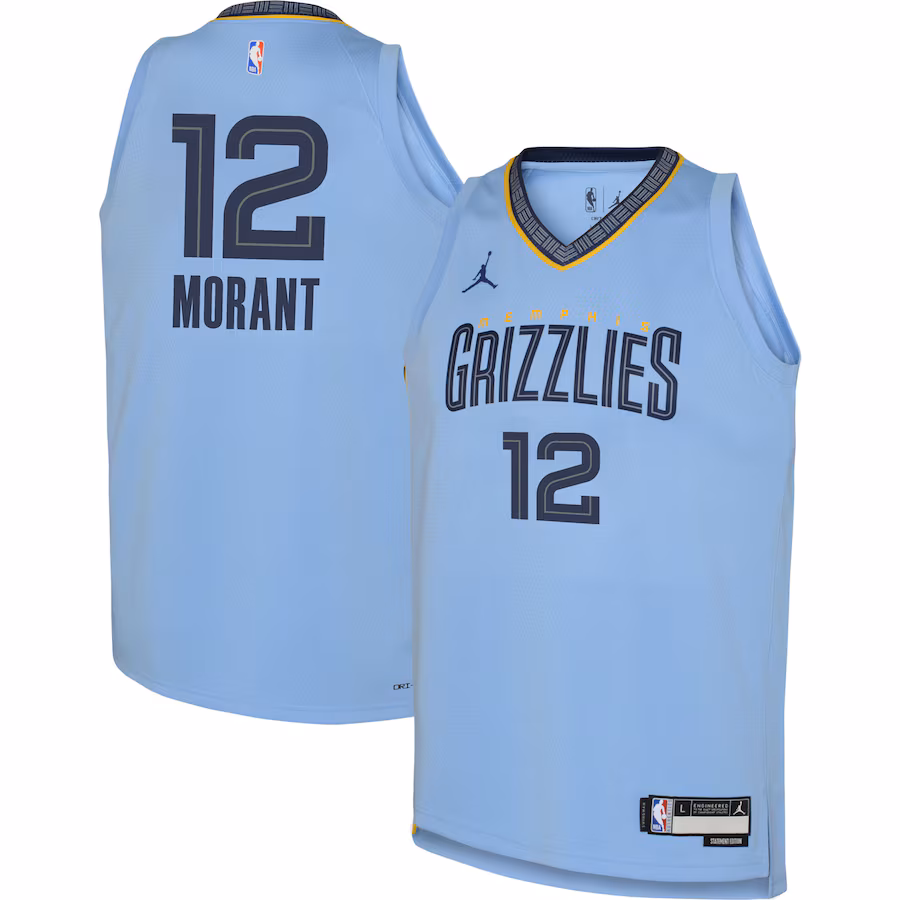 Youth Memphis Grizzlies Ja Morant Jordan Brand Light Blue Swingman Jersey - Statement Edition - ujerseystore