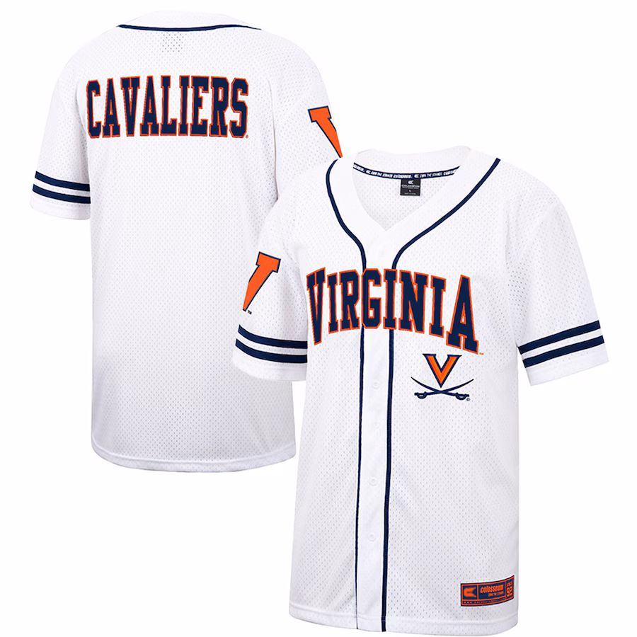 Men's Colosseum White Virginia Cavaliers Free Spirited Mesh Button-Up Baseball Jersey - ujerseystore