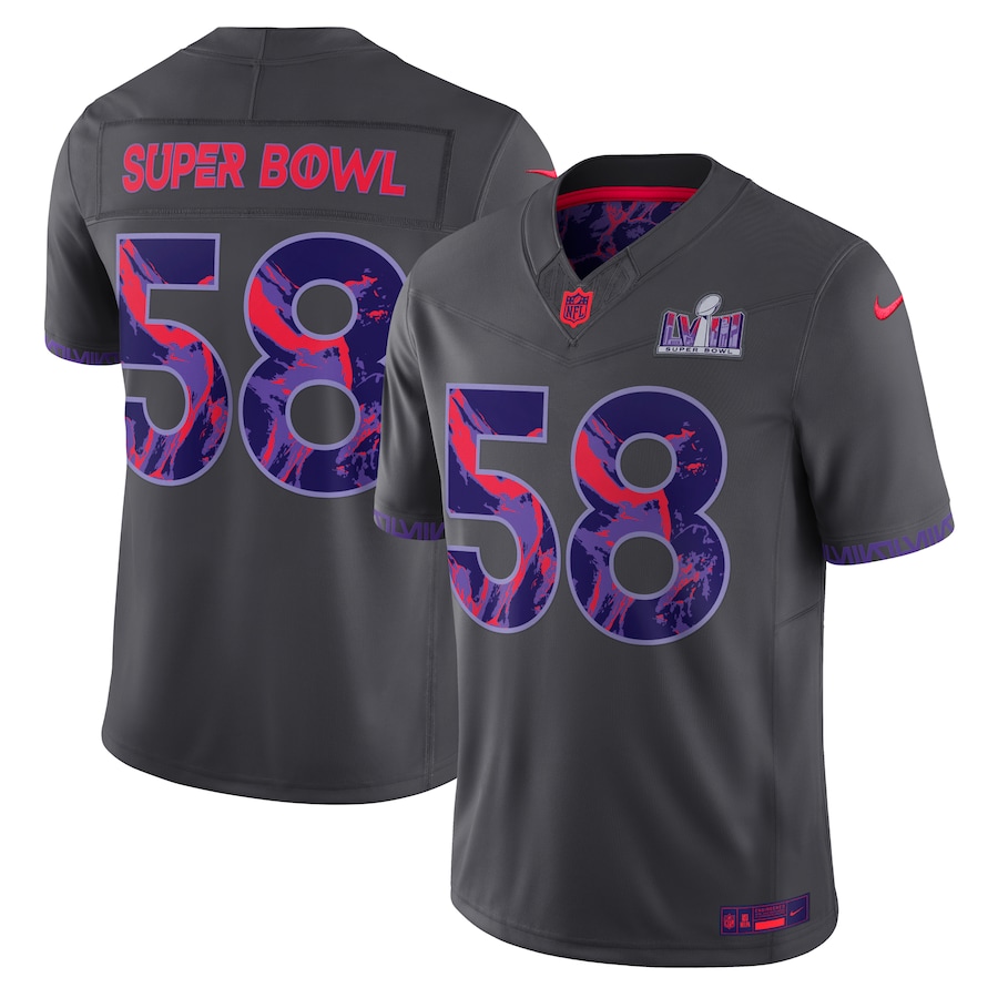 Men's Super Bowl LVIII Nike Anthracite Limited Jersey - ujerseystore