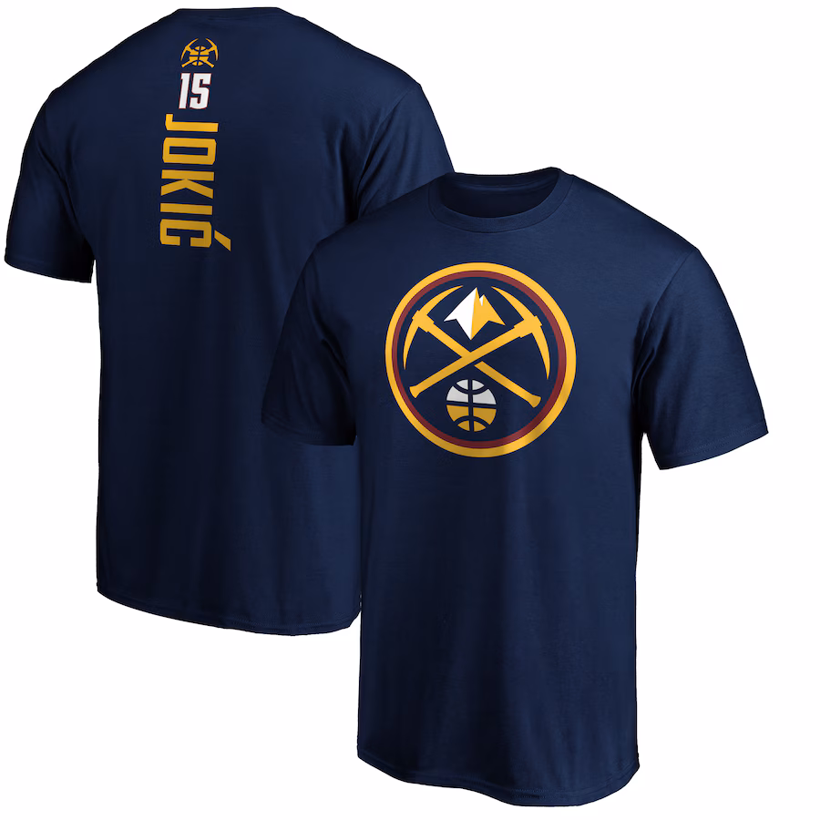 Men's Denver Nuggets Nikola Jokic Navy Playmaker Name & Number T-Shirt - ujerseystore