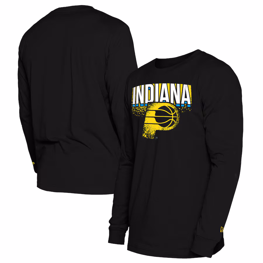 Men's Indiana Pacers  New Era Black 2024/25 City Edition Long Sleeve T-Shirt - ujerseystore