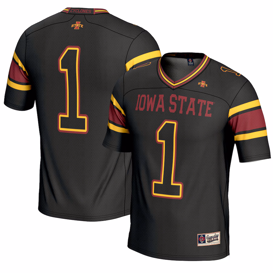 Youth GameDay Greats #1 Black Iowa State Cyclones Endzone Football Jersey - ujerseystore