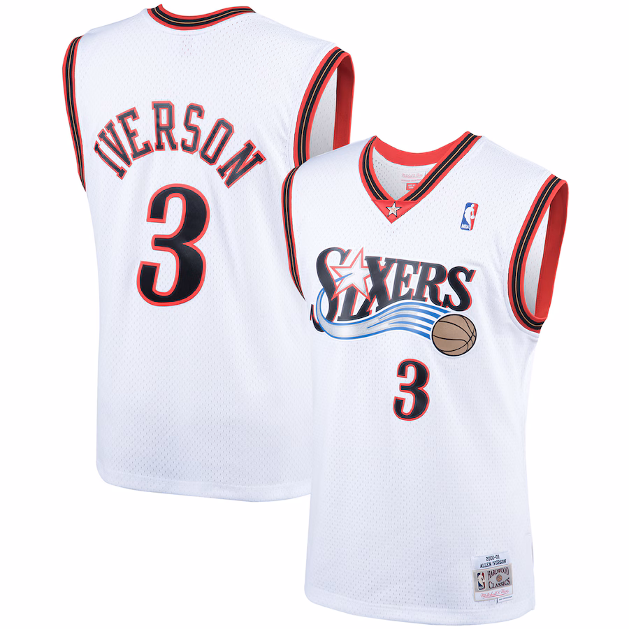 Men's Philadelphia 76ers Allen Iverson Mitchell & Ness White Hardwood Classics Swingman Jersey - ujerseystore