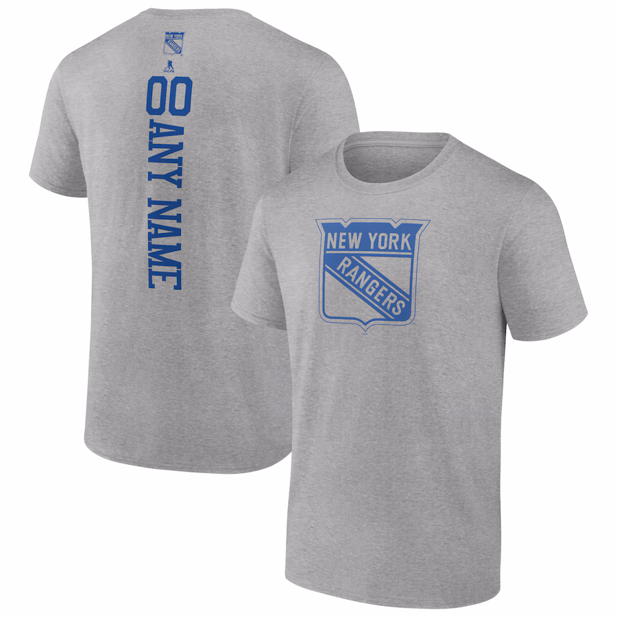 Men's New York Rangers Heather Gray Personalized Name & Number T-Shirt - ujerseystore