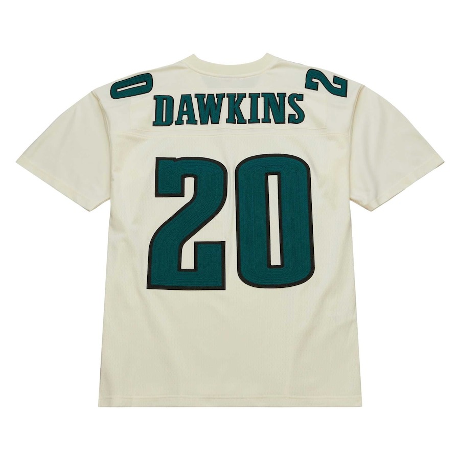 Men's Philadelphia Eagles Brian Dawkins Mitchell & Ness Cream Chainstitch Legacy Jersey - ujerseystore