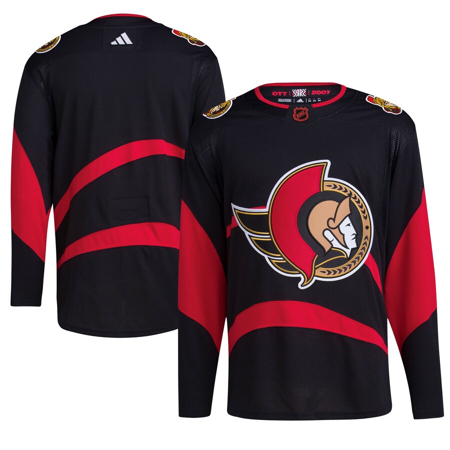 Men's Ottawa Senators adidas Black Reverse Retro 2.0 Authentic Blank Jersey - ujerseystore
