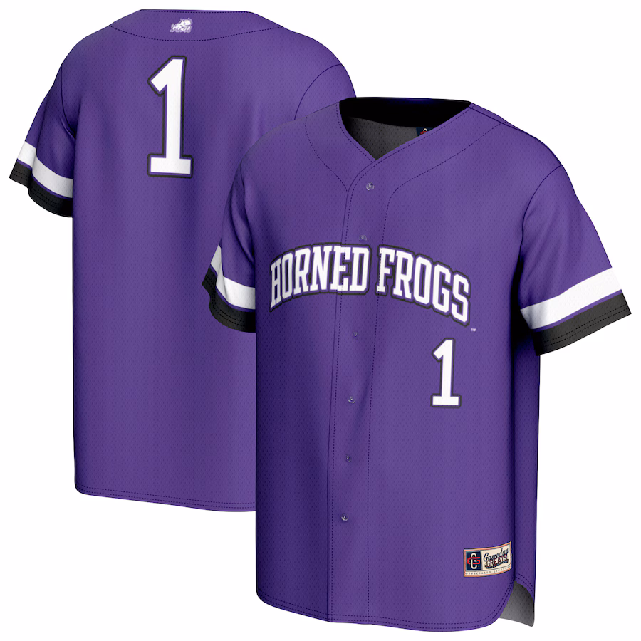 Youth GameDay Greats #1 Purple TCU Horned Frogs Lightweight Collegiate Baseball Fashion Jersey - ujerseystore