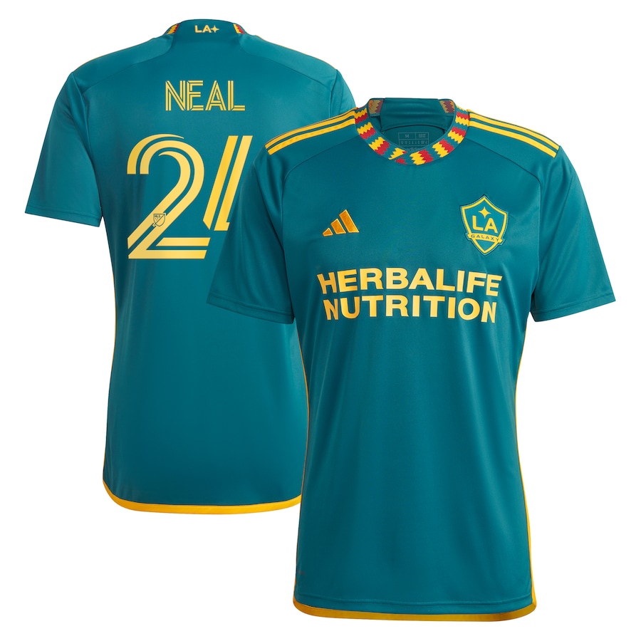 Men's LA Galaxy Jalen Neal adidas Green 2024 LA Kit Replica Player Jersey - ujerseystore