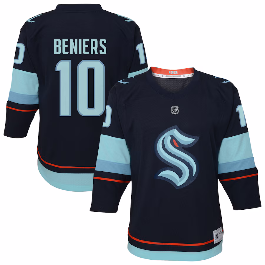 Youth Seattle Kraken Matty Beniers Navy Alternate Replica Player Jersey - ujerseystore