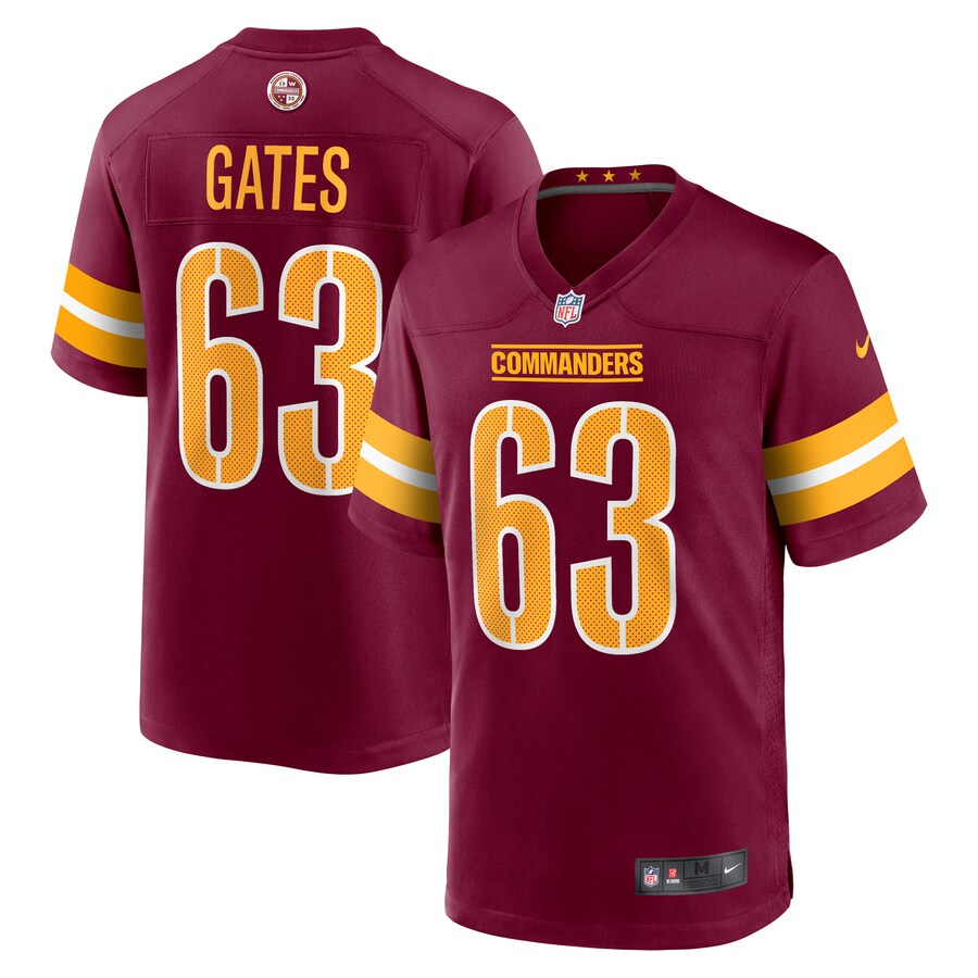 Men's Washington Commanders Nick Gates Nike Burgundy Game Player Jersey - ujerseystore