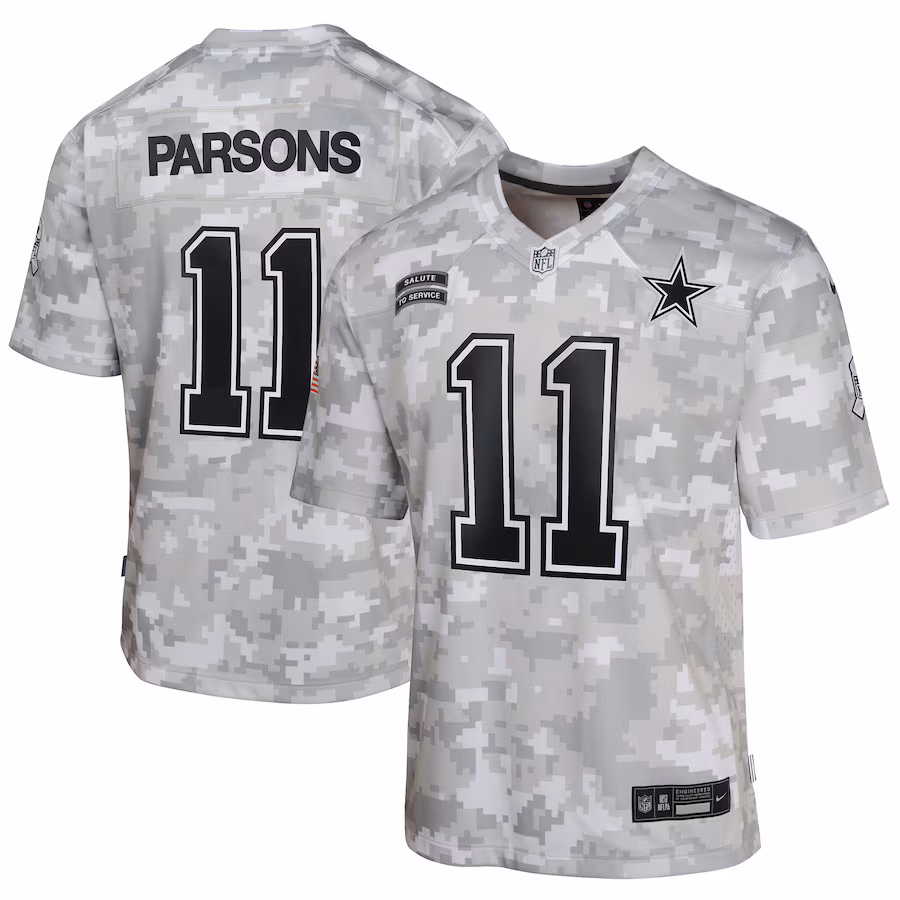 Youth Dallas Cowboys Micah Parsons Nike Arctic Camo 2024 Salute to Service Game Jersey - ujerseystore