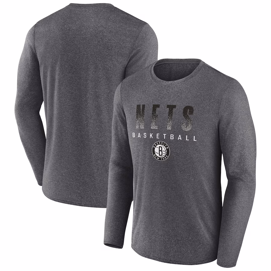 Men's Brooklyn Nets Fanatics Heathered Charcoal Where Legends Play Iconic Practice Long Sleeve T-Shirt - ujerseystore
