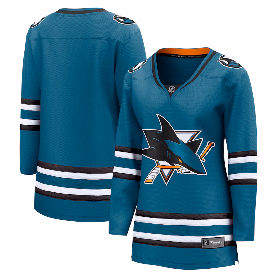 Women's San Jose Sharks Fanatics Teal Home Breakaway Jersey - ujerseystore
