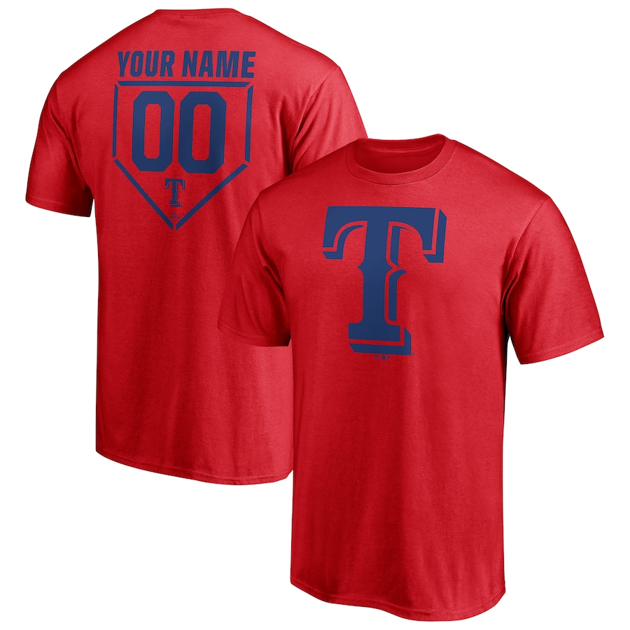 Men's Texas Rangers Red Personalized RBI Logo T-Shirt - ujerseystore