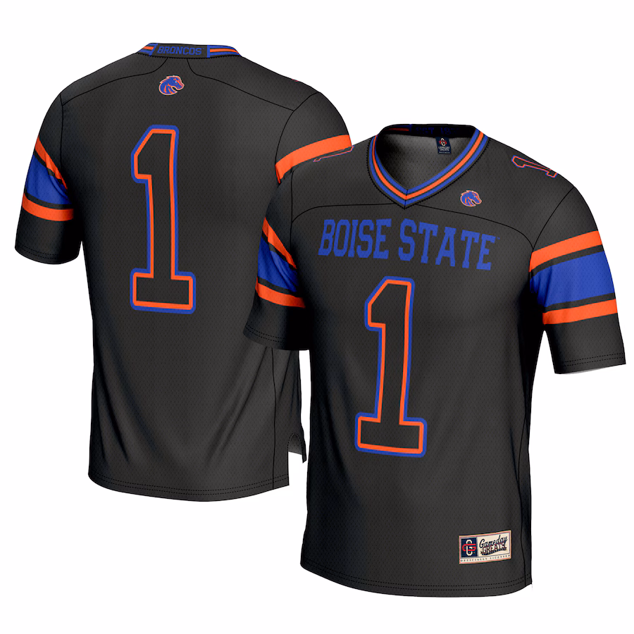 Men's GameDay Greats #1 Black Boise State Broncos Football Jersey - ujerseystore