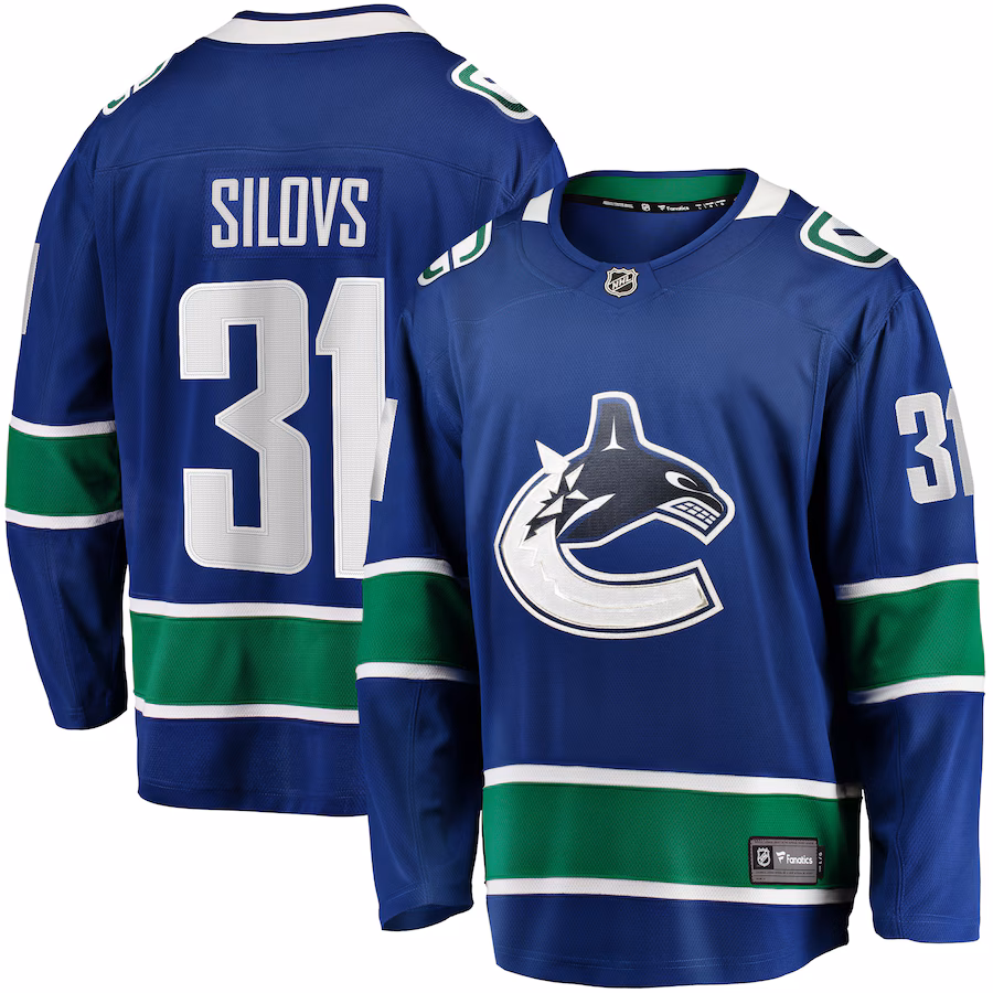Men's Vancouver Canucks Arturs Silovs Fanatics Blue Home Premier Breakaway Player Jersey - ujerseystore
