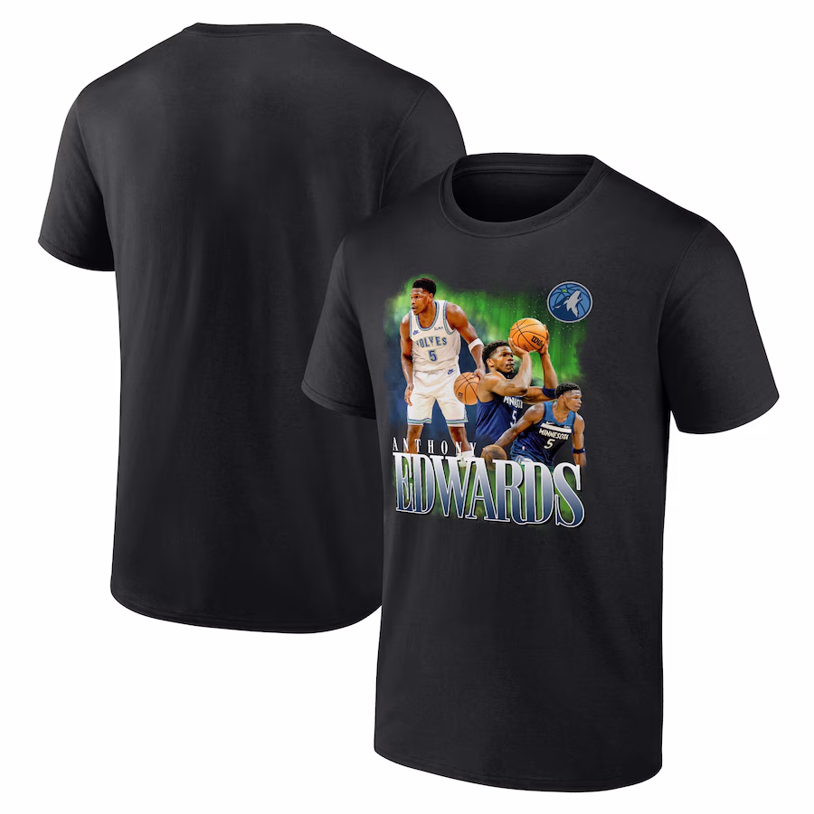 Men's Minnesota Timberwolves Anthony Edwards Black Notorious 3.0 Player T-Shirt - ujerseystore