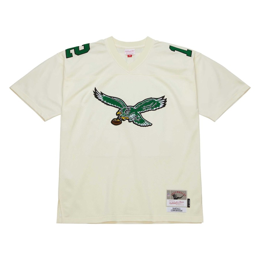 Men's Philadelphia Eagles Randall Cunningham Mitchell & Ness Cream Chainstitch Legacy Jersey - ujerseystore