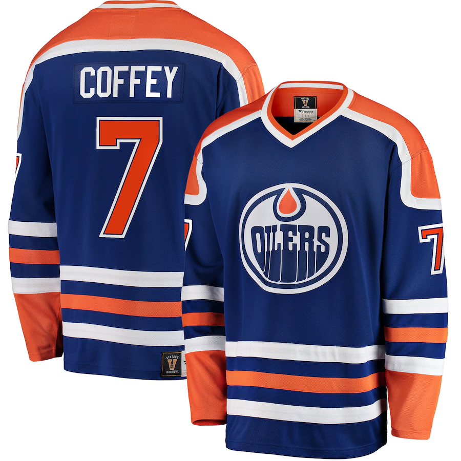 Men's Edmonton Oilers Paul Coffey Fanatics Blue Premier Breakaway Retired Player Jersey - ujerseystore