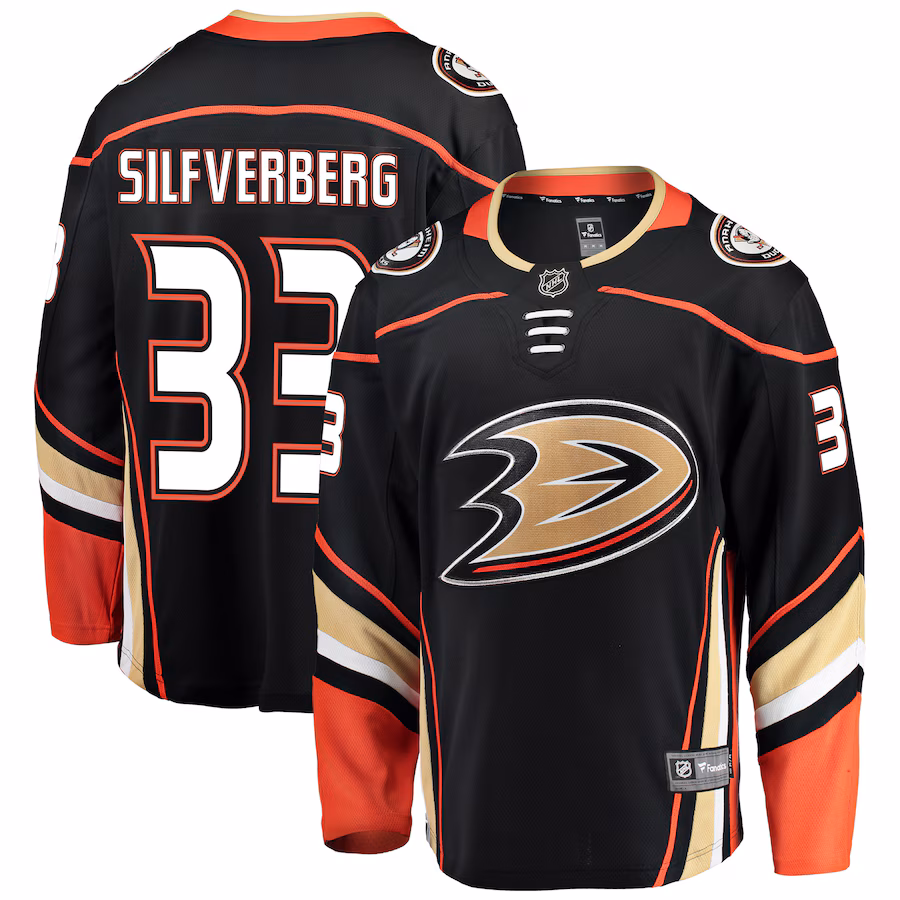 Men's Anaheim Ducks Jakob Silfverberg Fanatics Black Breakaway Player Jersey - ujerseystore