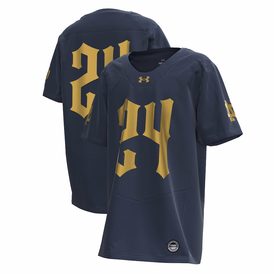 Notre Dame Fighting Irish Under Armour Youth 2024 Shamrock Series Replica Jersey - Navy - ujerseystore