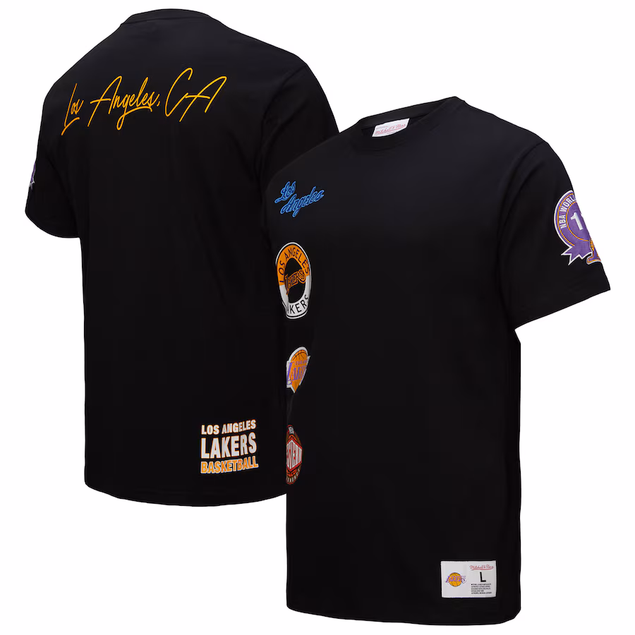 Men's Los Angeles Lakers Black Black Out Collection Vintage Premium T-Shirt - ujerseystore