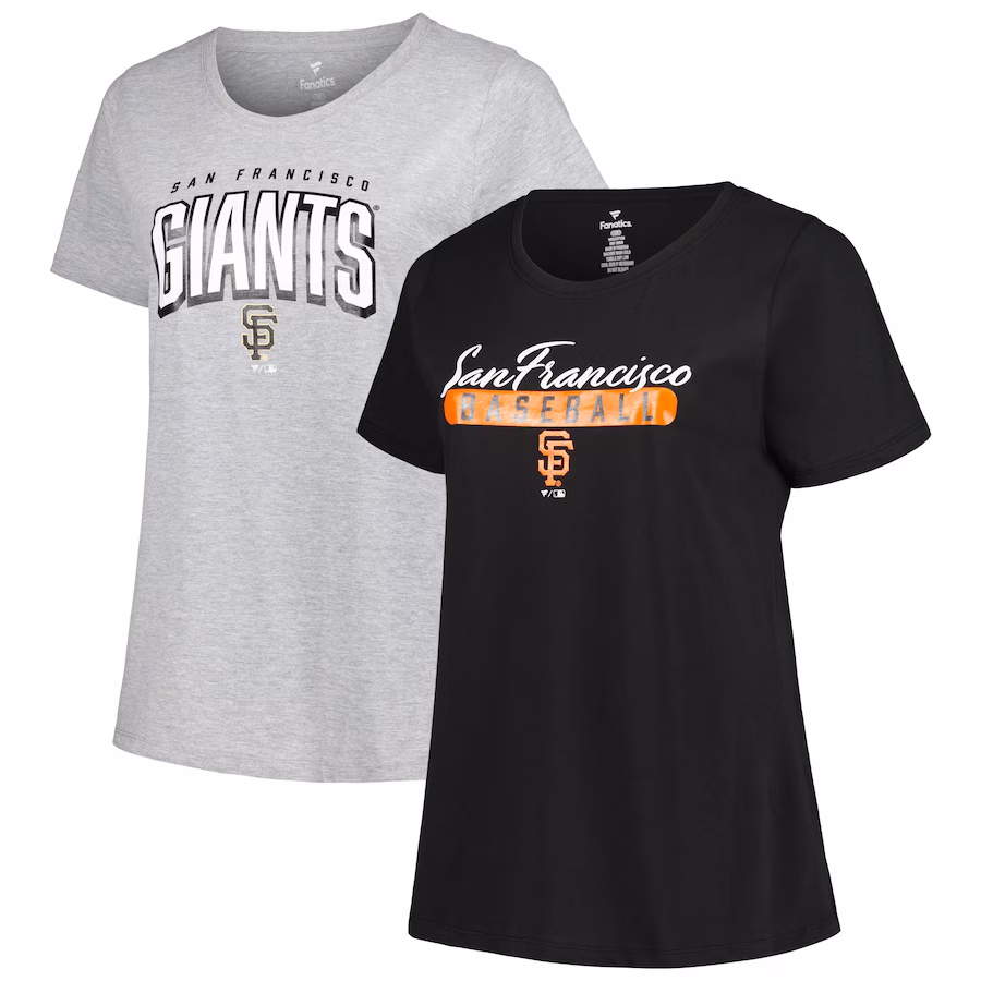 Women's San Francisco Giants Profile Black/Heather Gray Plus Size T-Shirt Combo Pack - ujerseystore