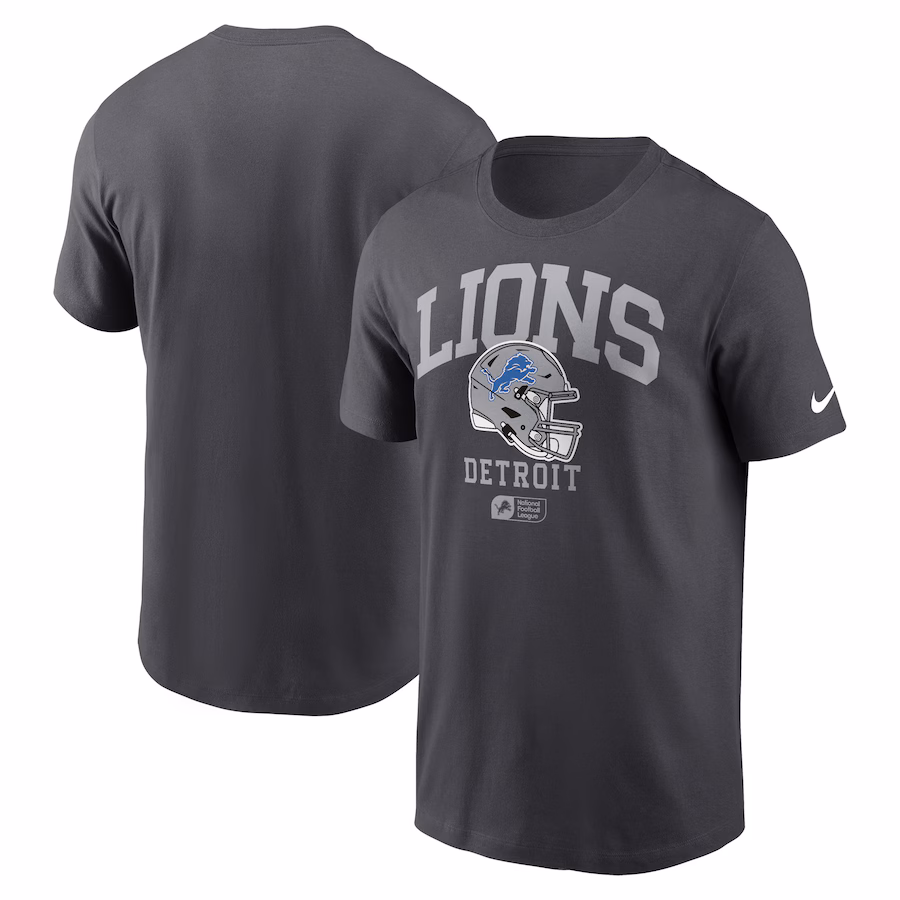 Men's Detroit Lions Nike Anthracite Helmet Essential T-Shirt - ujerseystore