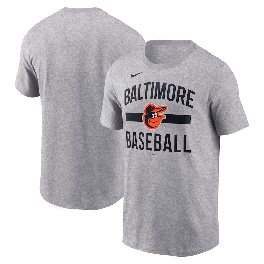 Men's Baltimore Orioles Nike Heather Gray Arched T-Shirt - ujerseystore