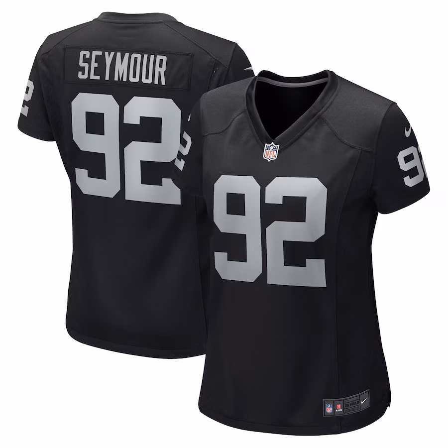 Women's Las Vegas Raiders Richard Seymour Nike Black Retired Player Game Jersey - ujerseystore
