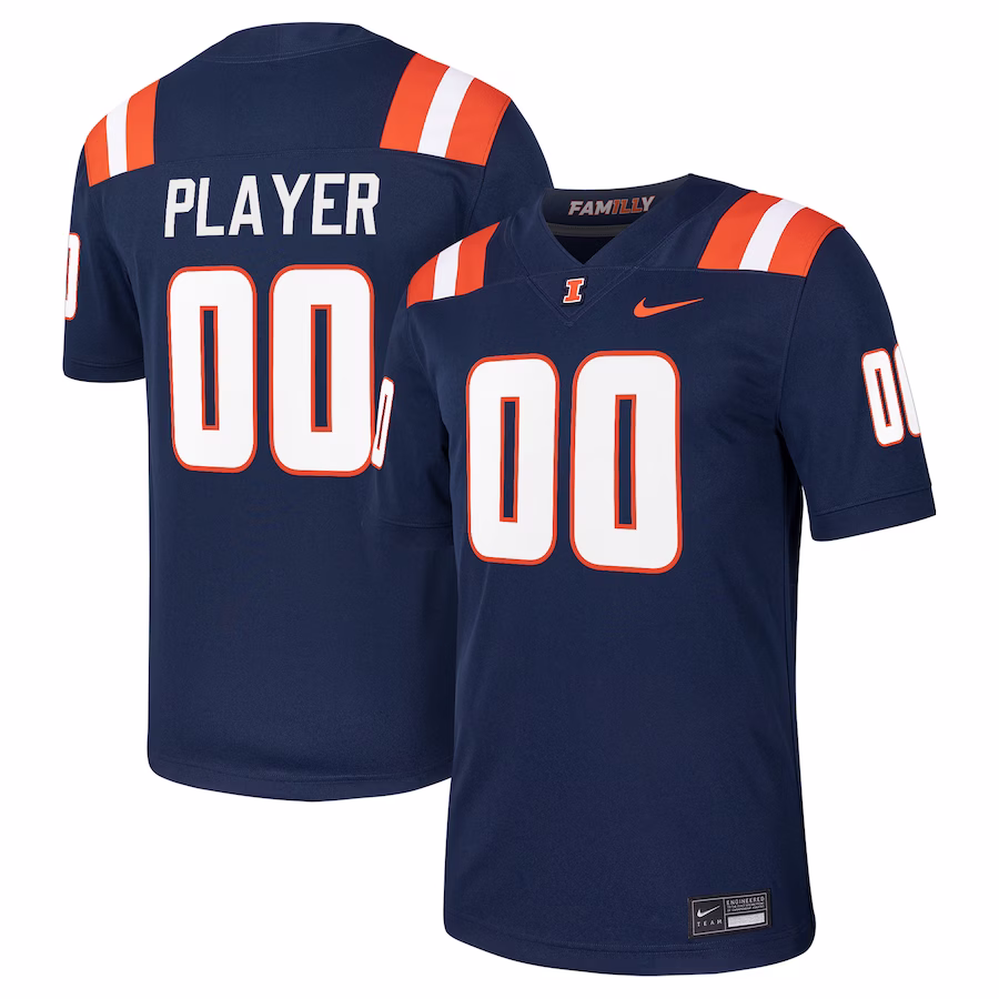 Illinois Fighting Illini Nike Pick-A-Player NIL Football Game Jersey - Navy - ujerseystore