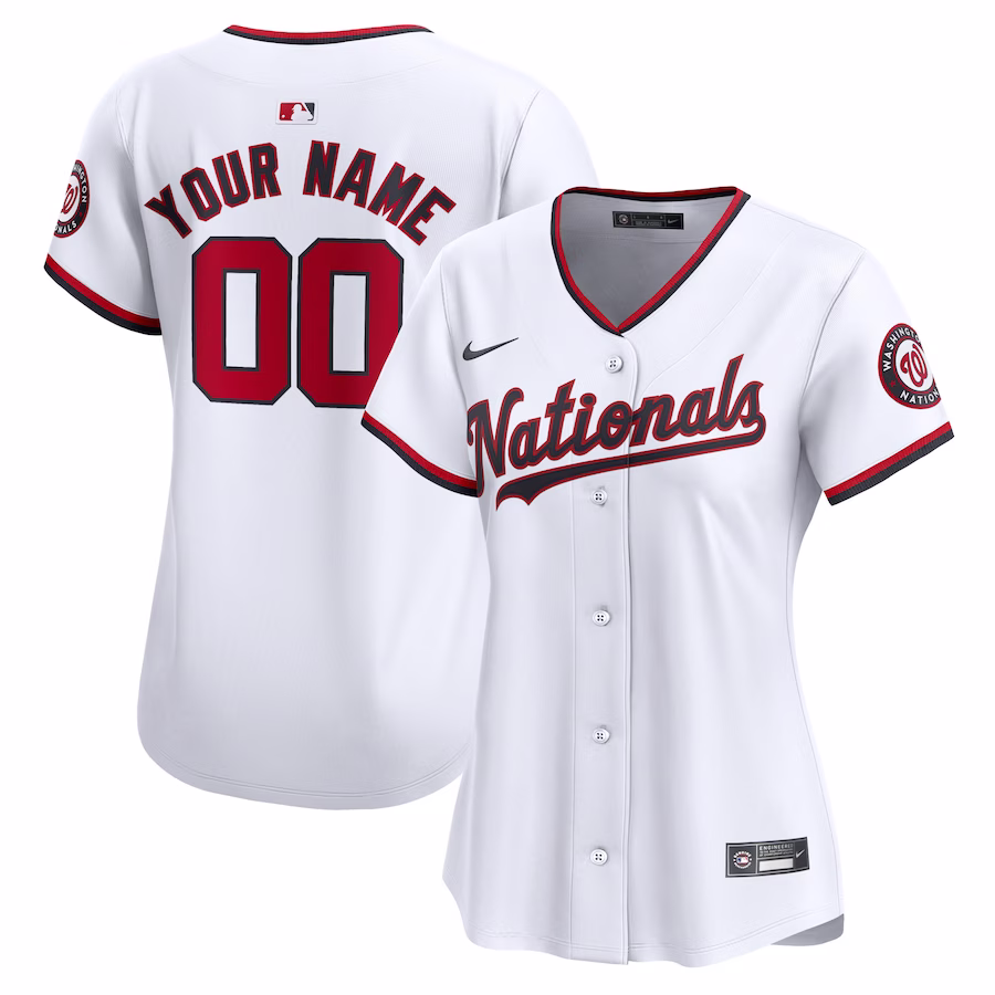 Women's Washington Nationals Nike White Home Limited Custom Jersey - ujerseystore