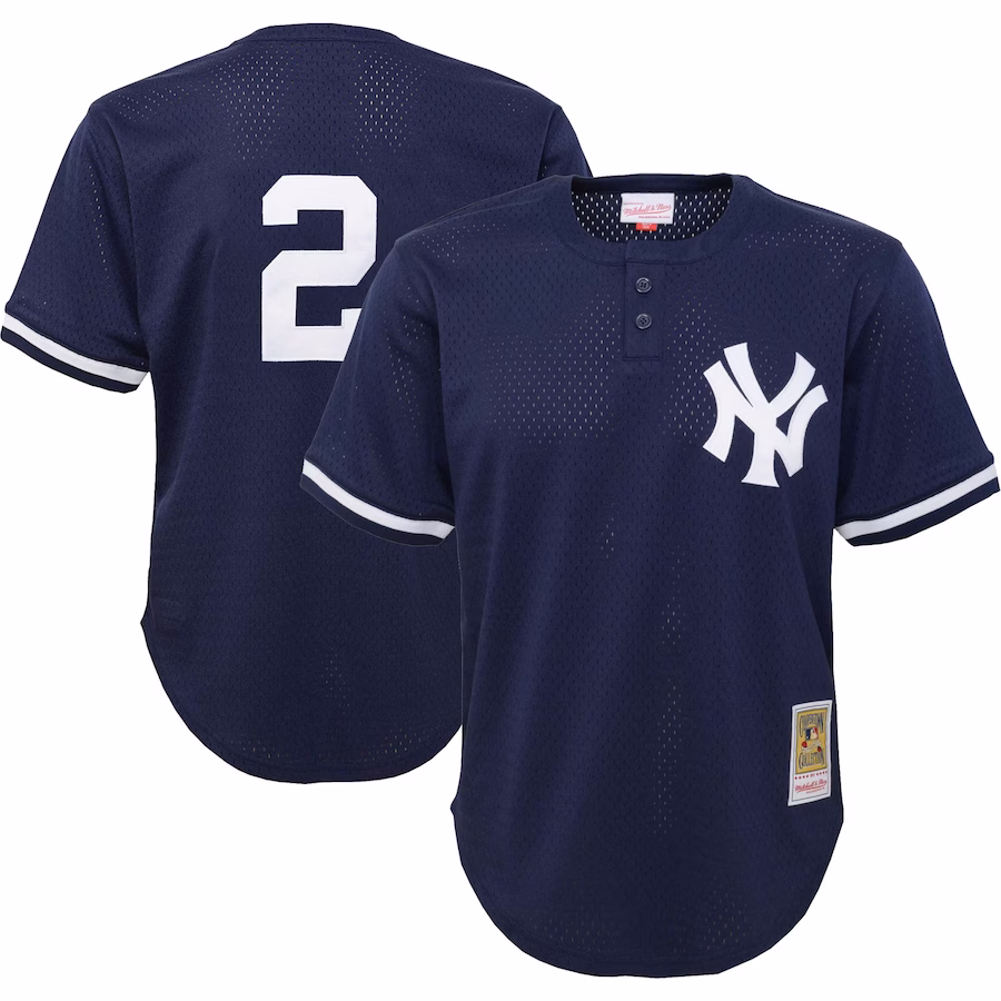 Youth New York Yankees Derek Jeter Mitchell & Ness Navy Cooperstown Collection Mesh Batting Practice Jersey - ujerseystore