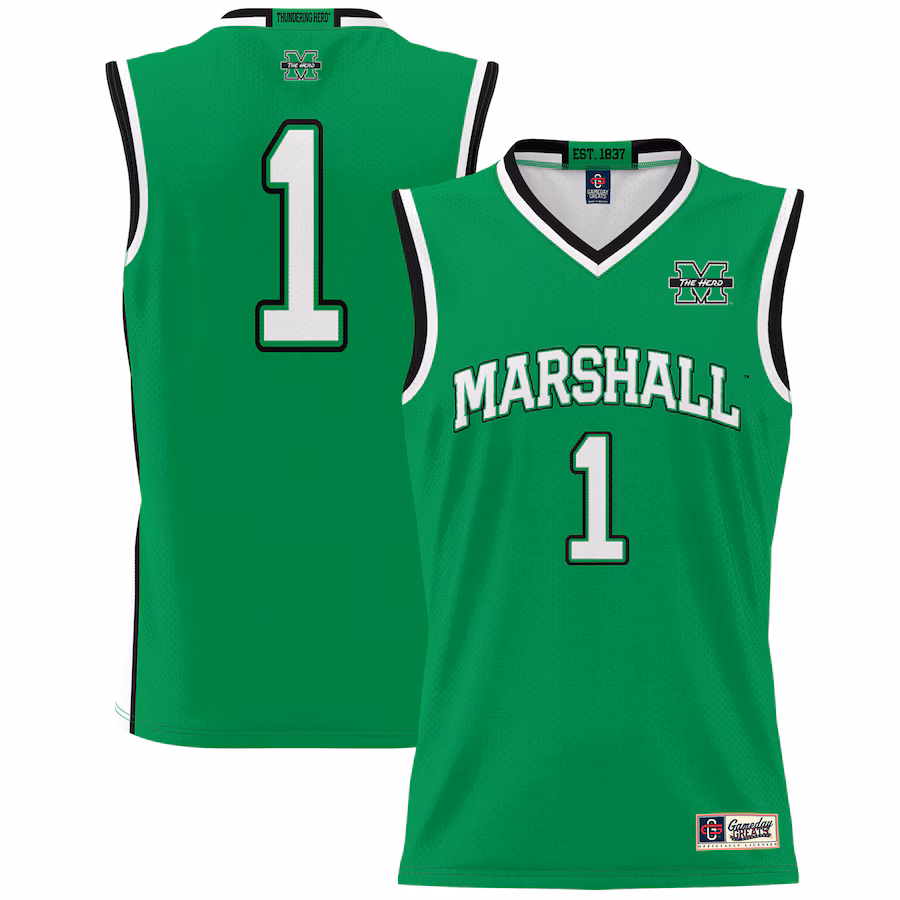 Youth GameDay Greats #1 Kelly Green Marshall Thundering Herd Lightweight Basketball Fashion Jersey - ujerseystore