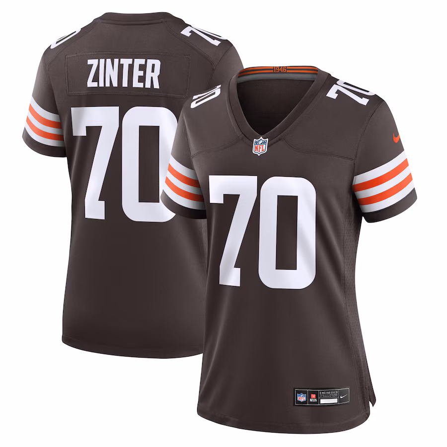 Women's Cleveland Browns Zak Zinter Nike Brown Game Jersey - ujerseystore