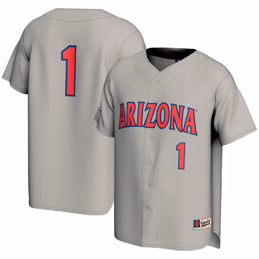 #1 Arizona Wildcats GameDay Greats Youth Lightweight Baseball Fashion Jersey - Gray - ujerseystore