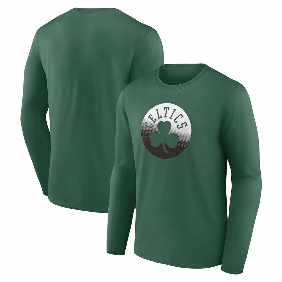 Men's Boston Celtics Kelly Green Gradient Logo Long Sleeve T-Shirt - ujerseystore