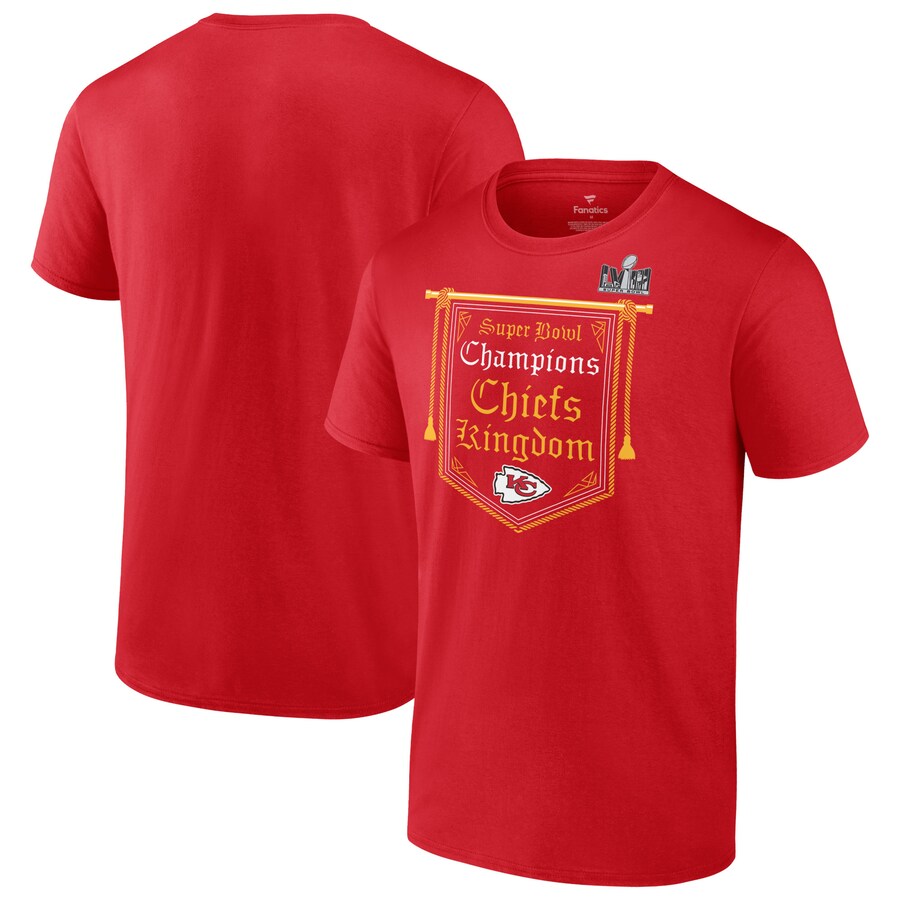 Men's Kansas City Chiefs Fanatics Red Super Bowl LVIII Champions Hometown On Top T-Shirt - ujerseystore
