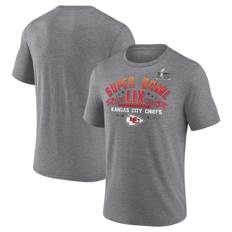 Men's Kansas City Chiefs  Fanatics Heather Gray Super Bowl LIX Made It Tri-Blend T-Shirt - ujerseystore