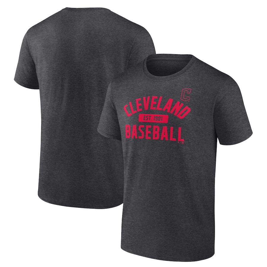 Men's Cleveland Guardians Charcoal Primary Pill T-Shirt - ujerseystore